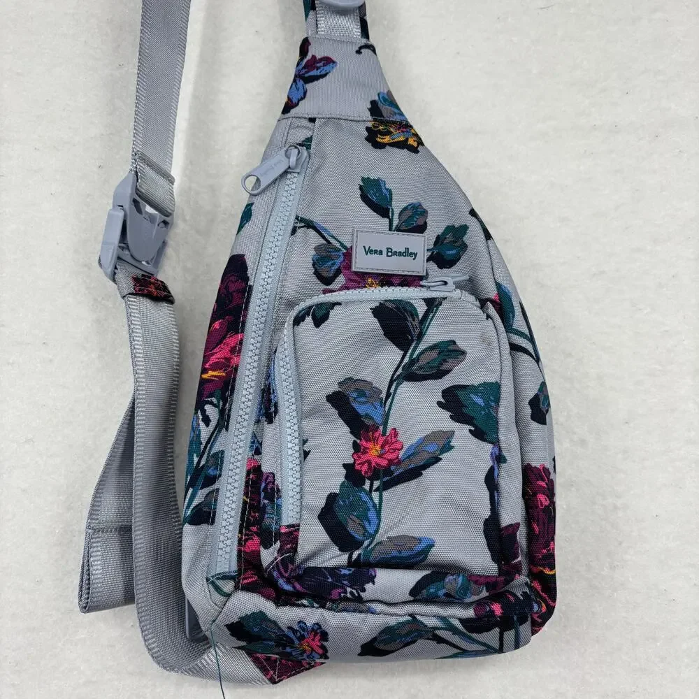 Vera‎ Bradley ReActive Sling Backpack Bag Blue Spring Ivy Floral Pattern